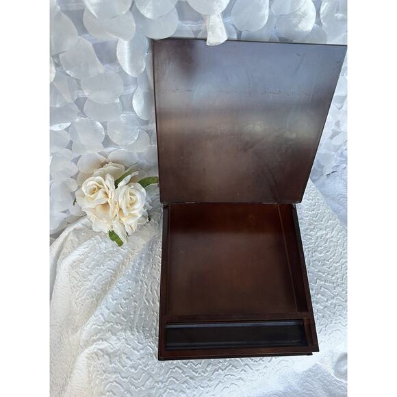 Vintage Bombay Company Wood Sloped Hinged Lid Desk Organizer Keepsakes Box - Picture 5 of 13